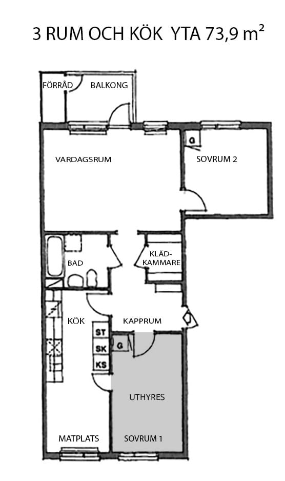 3-rumslägenhet i Uppsala, Bröderna Berwalds väg - bild 4